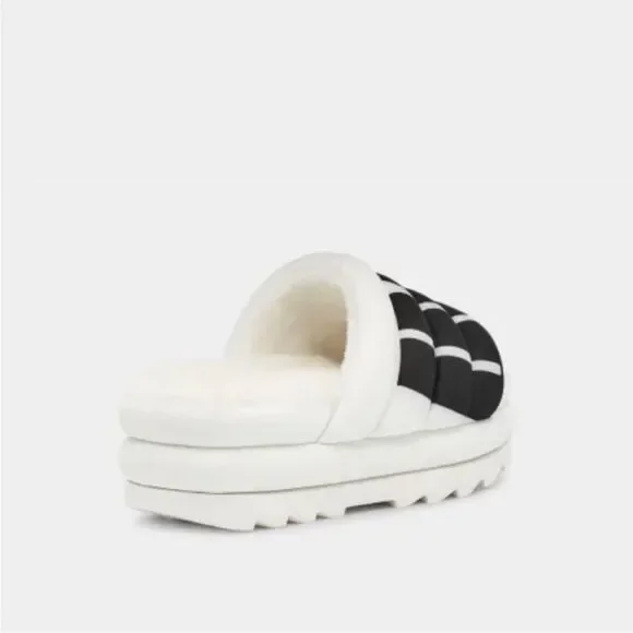 NWT Ugg maxi slide logo quilted puff platform slipper sandals white black retro - Picture 4 of 13